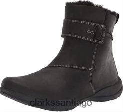 Clarks Bota roseville mujer piel negra botines clarks impermeables con forro cálido ZHDD042740 mujer cuero negro