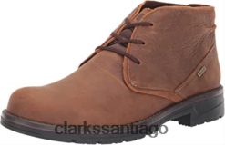 Clarks Botas chukka impermeables Morris Peak de Clarks de cuero color canela oscuro para hombre ZHDD041243 hombres cuero bronceado oscuro