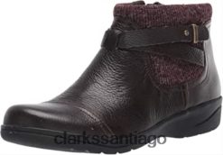 Clarks botín cheyn kisha para mujer clarks textil de cuero caído marrón oscuro ZHDD041727 mujer textil de cuero caído marrón oscuro