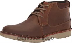 Clarks Botín medio vargo de cuero tostado oscuro para hombre clarks ZHDD041964 hombres cuero bronceado oscuro