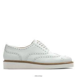 Clarks clarks brogue baille de cuero blanco ZHDD043388 mujer cuero blanco