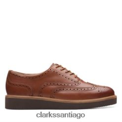 Clarks clarks brogue glickly cuero tostado oscuro ZHDD043973 mujer cuero bronceado oscuro