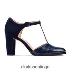 Clarks clarks cocodrilo azul marino kayl85 tbar 2 ZHDD044040 mujer cocodrilo azul marino