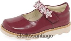 Clarks Clarks Crown Petal zapatos de cuero ceroso para niños pequeños cereza ZHDD0482 niños