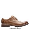 Clarks Clarks cuero marrón ala Curington ZHDD044435 hombres cuero marrón