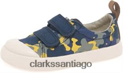 Clarks Clarks Halcy High zapatos de lona para niño, camuflaje azul marino ZHDD04259 niños