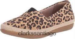 Clarks clarks lafley jess cuña sandalia color tostado leopardo ante ZHDD042766 mujer gamuza de leopardo bronceado