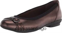 Clarks Clarks Sara Tulip, bailarinas de mujer de piel metalizada ZHDD042730 mujer cuero metalizado