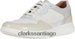 Clarks clarks un Globe run blanco/piedra cuero/texto combinado blanco piedra cuero texto combinado ZHDD04706 unisexo combi texto cuero piedra blanco