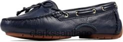 Clarks Clarks zapatos náuticos de cuero azul marino para mujer c mocc ZHDD04713 mujer cuero azul marino