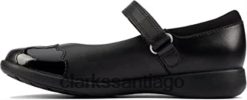 Clarks etch beam niños cuero negro niña zapatos colegiales merceditas clarks ZHDD041356 niños