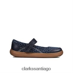 Clarks flash stripe inf g fit clarks cuero azul marino ZHDD044733 unisexo cuero azul marino