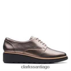 Clarks guijarro metalizado cuero clarks sharon noel ZHDD044024 mujer cuero metalizado guijarro