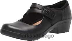 Clarks Merceditas clarks angie bell de mujer de piel negra ZHDD041995 mujer cuero negro