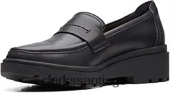 Clarks mocasín calla facilidad mujer plano clarks cuero negro ZHDD04109 mujer cuero negro