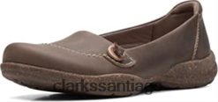 Clarks Mocasines Clarks Roseville Sky de cuero color topo oscuro para mujer ZHDD04265 mujer cuero color topo oscuro