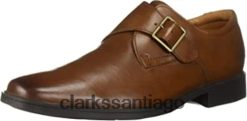 Clarks Mocasines con tiras monje estilo tilden de Clarks de cuero color canela oscuro para hombre ZHDD042555 hombres cuero bronceado oscuro