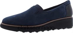 Clarks Mocasines sharon dolly de ante azul marino con ribete tostado oscuro para mujer clarks ZHDD0468 mujer ante azul marino con ribete tostado oscuro