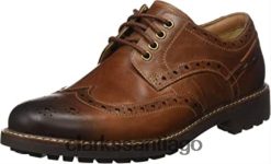 Clarks montacute ala brogue para hombre marrón tostado oscuro lea clarks ZHDD042334 hombres marrón oscuro bronceado lea