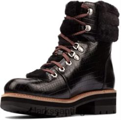 Clarks orianna excursionista cuero tostado oscuro clarks black croc ZHDD041207 unisexo cocodrilo negro