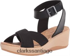 Clarks Sandalia Clarks Step Cali Coast con cuña para mujer, tejido textil negro ZHDD041346 mujer punto textil negro
