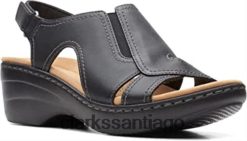 Clarks Sandalia de cuña estilo merliah clarks de piel negra para mujer ZHDD042459 mujer cuero negro