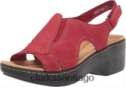 Clarks Sandalia de cuña estilo merliah clarks de piel roja para mujer ZHDD042920 mujer cuero rojo