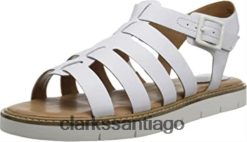 Clarks Sandalia de gladiador de cuero con punta abierta Lydie Kona Clarks de cuero blanco ZHDD042270 unisexo cuero blanco
