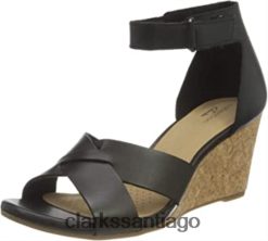 Clarks Sandalia de tacón Clarks Margee Gracie de piel negra para mujer ZHDD041067 mujer cuero negro