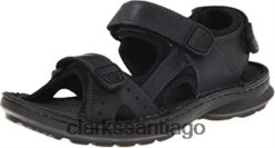 Clarks Sandalia deportiva de cuero con puntera abierta y abatible black clarks ZHDD042494 unisexo negro