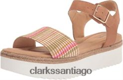 Clarks Sandalia plana clarks lana Shore combinada color tostado claro para mujer ZHDD041352 mujer combinación bronceado claro