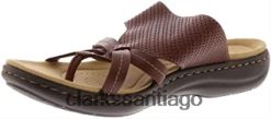Clarks Sandalia plana Clarks Laurieann Edge de piel color canela oscuro para mujer ZHDD04235 mujer cuero bronceado oscuro