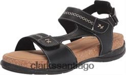 Clarks Sandalia plana clarks roseville mae de piel negra para mujer ZHDD041803 mujer