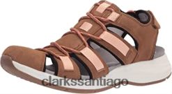 Clarks Sandalia plana Clarks Solan Sail de mujer ante de piel color canela oscuro ZHDD042602 mujer gamuza de cuero marrón oscuro