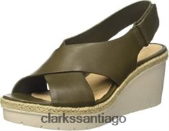 Clarks sandalias clarks palm g de cuero verde caqui con tira baja en el tobillo para mujer ZHDD042563 mujer cuero verde caqui