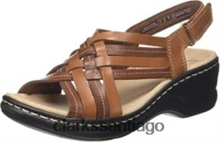 Clarks Sandalias con tira trasera de cuero marrón tostado de Clarks Lexi Carmen para mujer ZHDD042403 mujer cuero marrón tostado cuero tostado