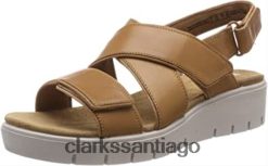 Clarks Sandalias con tira trasera un karely dew para mujer de cuero marrón claro de Clarks ZHDD041199 mujer cuero marrón claro