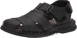 Clarks Sandalias de pescador Clarks Hapsford Cove de cuero negro para hombre ZHDD041745 hombres cuero negro caído
