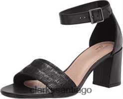 Clarks Sandalias de tacón clarks jocelynne cam de cuero negro interés combinadas para mujer ZHDD042881 mujer