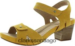 Clarks sandalias de tacón un palma vibe para mujer clarks yel low leather ZHDD04599 mujer cuero amarillo