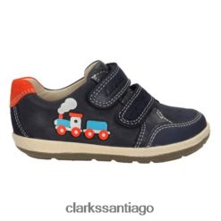 Clarks suavemente tom fst f fit clarks cuero azul marino ZHDD044847 niños cuero azul marino