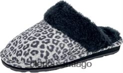 Clarks Zapatilla tipo zueco cómoda de piel de ante con espalda abierta de clarks de leopardo gris negro para mujer ZHDD041704 mujer leopardo gris negro