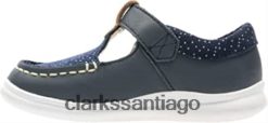 Clarks Zapatillas bajas de niña clarks cloud rosa t piel azul marino ZHDD04298 niños cuero azul marino