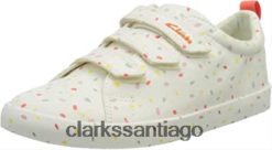 Clarks Zapatillas de deporte para niña con estampado foxing k de lona blanca clarks ZHDD04419 niños lienzo blanquecino