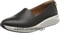 Clarks Zapatillas sin cordones para mujer Un Rio Step de cuero negro de cuero negro Clarks ZHDD04412 mujer cuero negro cuero negro