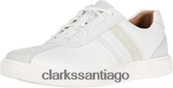 Clarks zapatos clarks un costa band para hombre de cuero blanco combinado ZHDD04106 hombres combinación de gamuza de cuero blanco